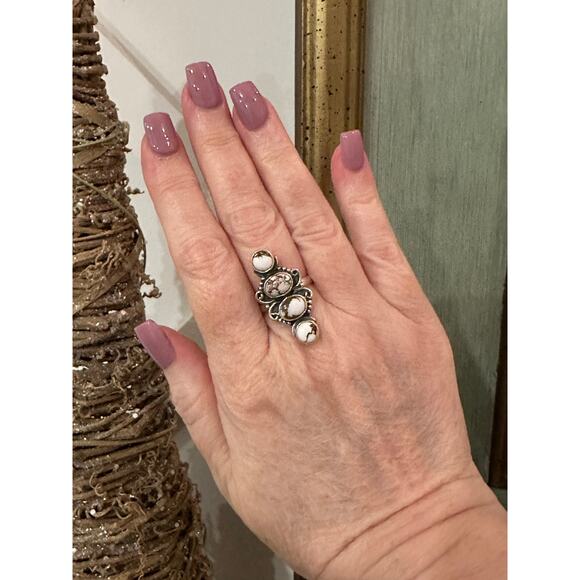 Wild Horse Jasper Four Stone Ring Adjustable Size 5-10 - Picture 3 of 4